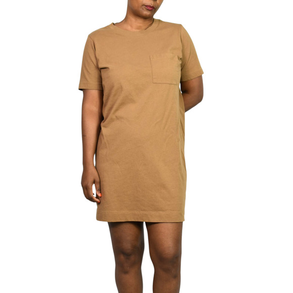 Everlane Cotton T Shirt Dress Tan Khaki Organic Crew Tee Short Sleeve Mini Small - Picture 10 of 15